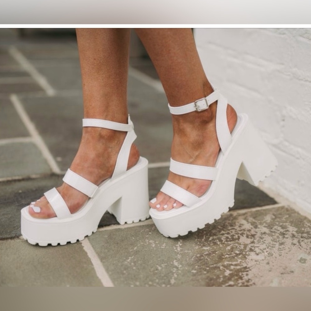 White chunky sandal heel
